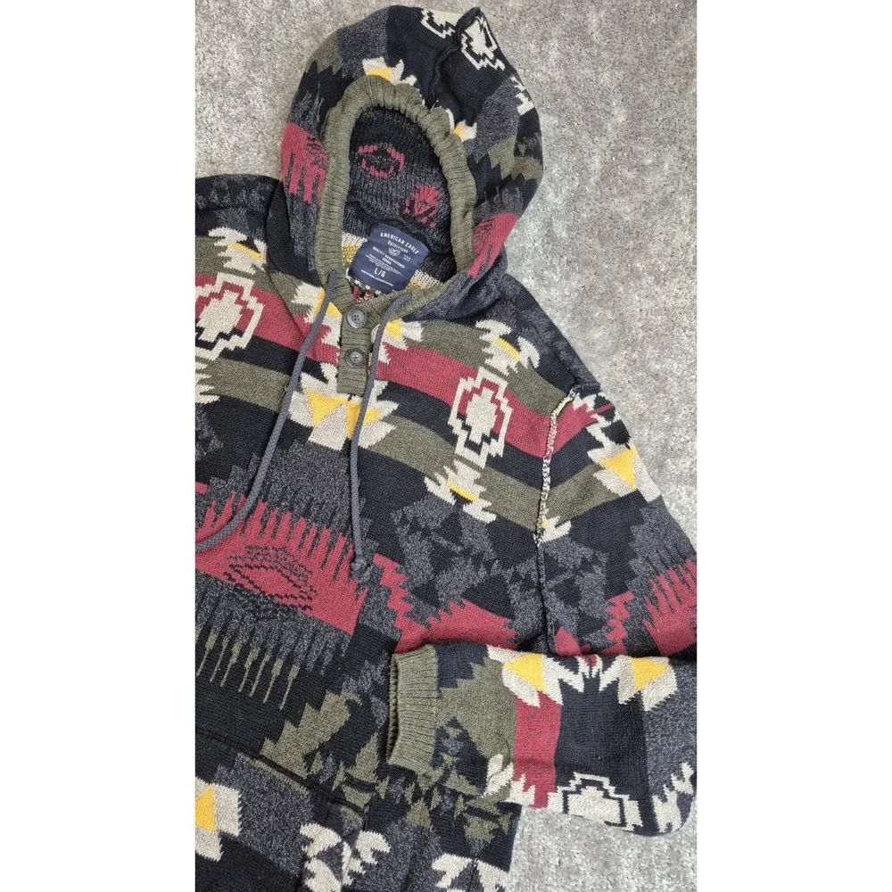 American Eagle Outfitters 100% COTTON Aztec Pullover Hoodie‎ Sweater Mens Large